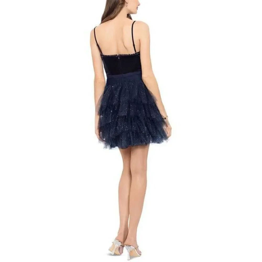 Betsy & Adam Tulle Fit and Flare Mini Dress - Picture 3 of 5